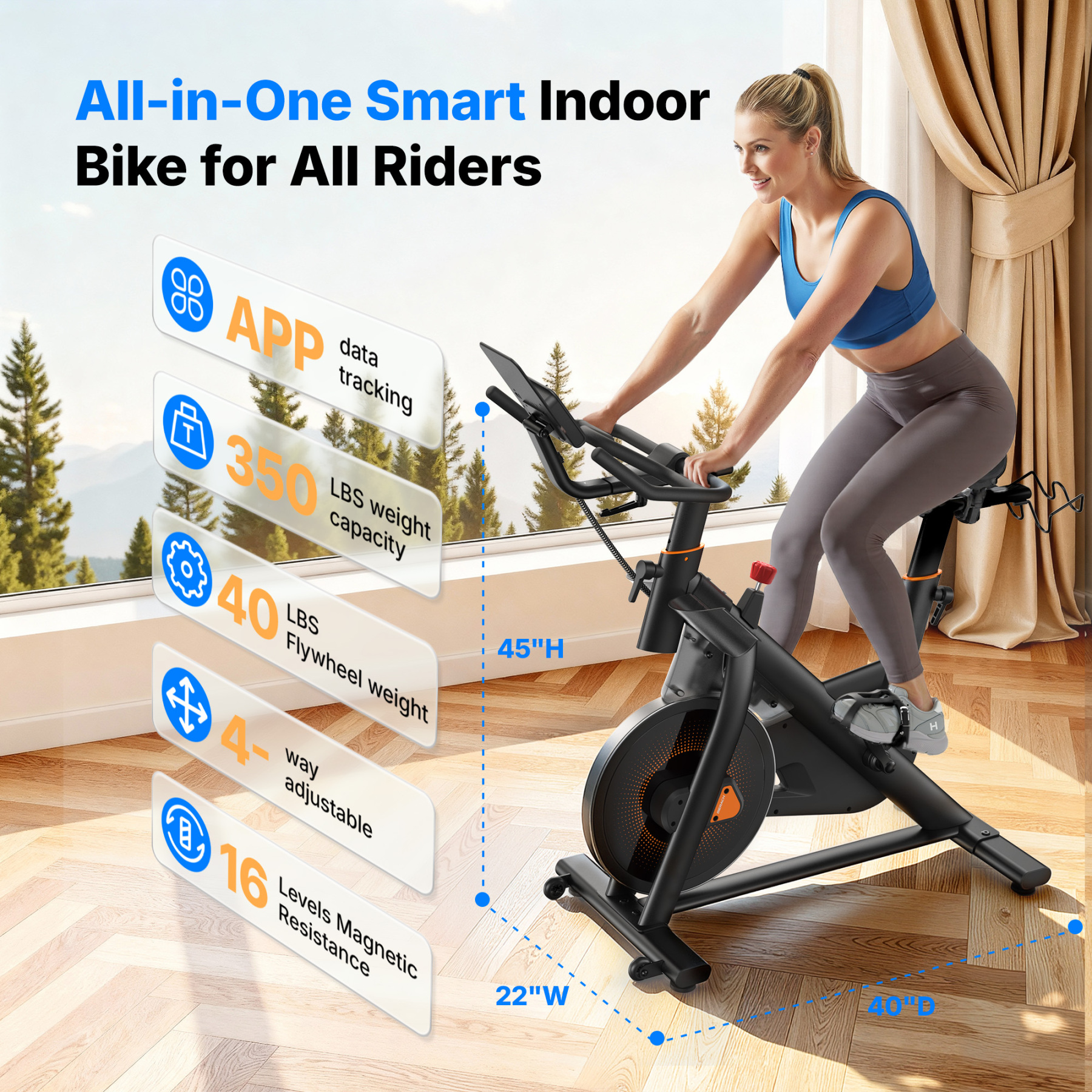 MERACH Exercise Bike for Home, 40LB Flywheel Magnetic Resistance Stationary Bike with Silent Belt Drive, Smart APP Bluetooth Connectivity, Indoor Cycling Bike for Full-Body Workout