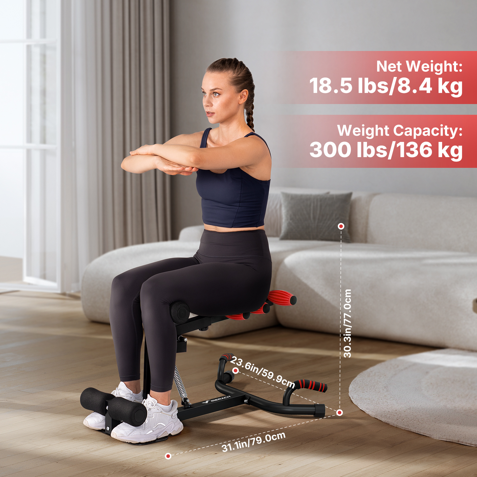 MERACH Deep Squat Machine for Glutes Workout, Adjustable Glutes Trainer for Home Gym, Hold up to 300lbs