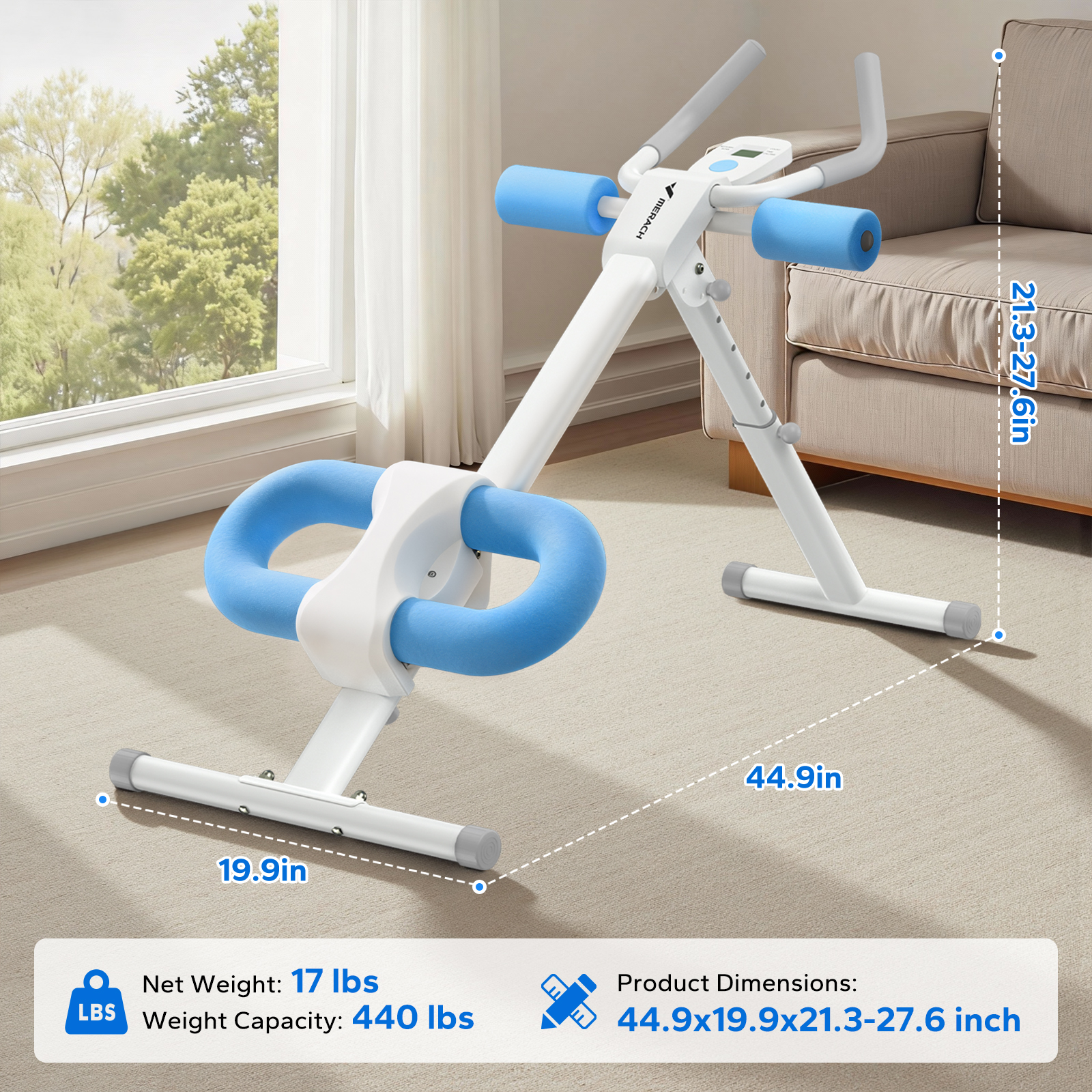 MERACH Ab Machine for Exercise, Adjustable Abdominal Workout machine for Home Gym, Foldable, Knee Protection