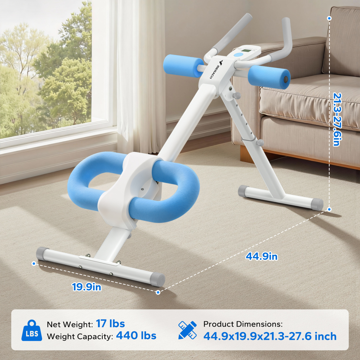 MERACH Ab Machine for Exercise, Adjustable Abdominal Workout machine for Home Gym, Foldable, Knee Protection