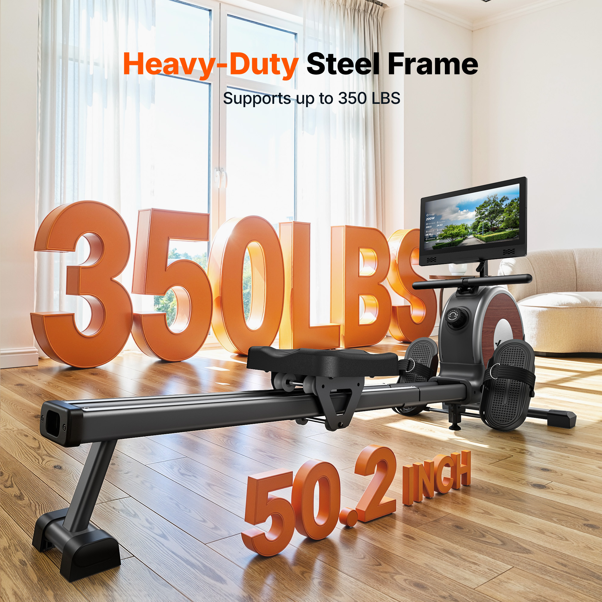 MERACH Rowing Machines with 15.6" Screen, Magnetic Rower for Home with 16 Resistance Levels, Quiet Dual Slide Rail, 350lbs Capacity, App Compatible