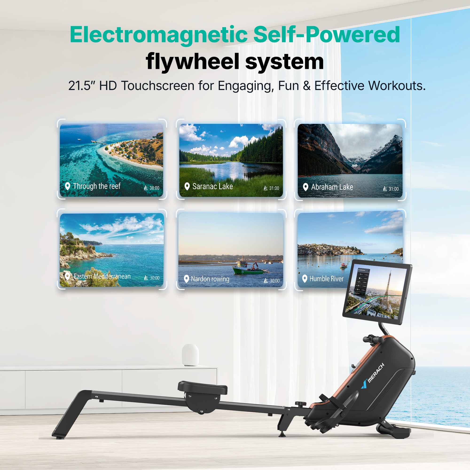 MERACH Magnetic Rowing Machines for Home, Quiet Row Machine with 51.2" Extended Rail, 16-Level Powerful Magnetic Rower and 350 LBS Weight Capacity