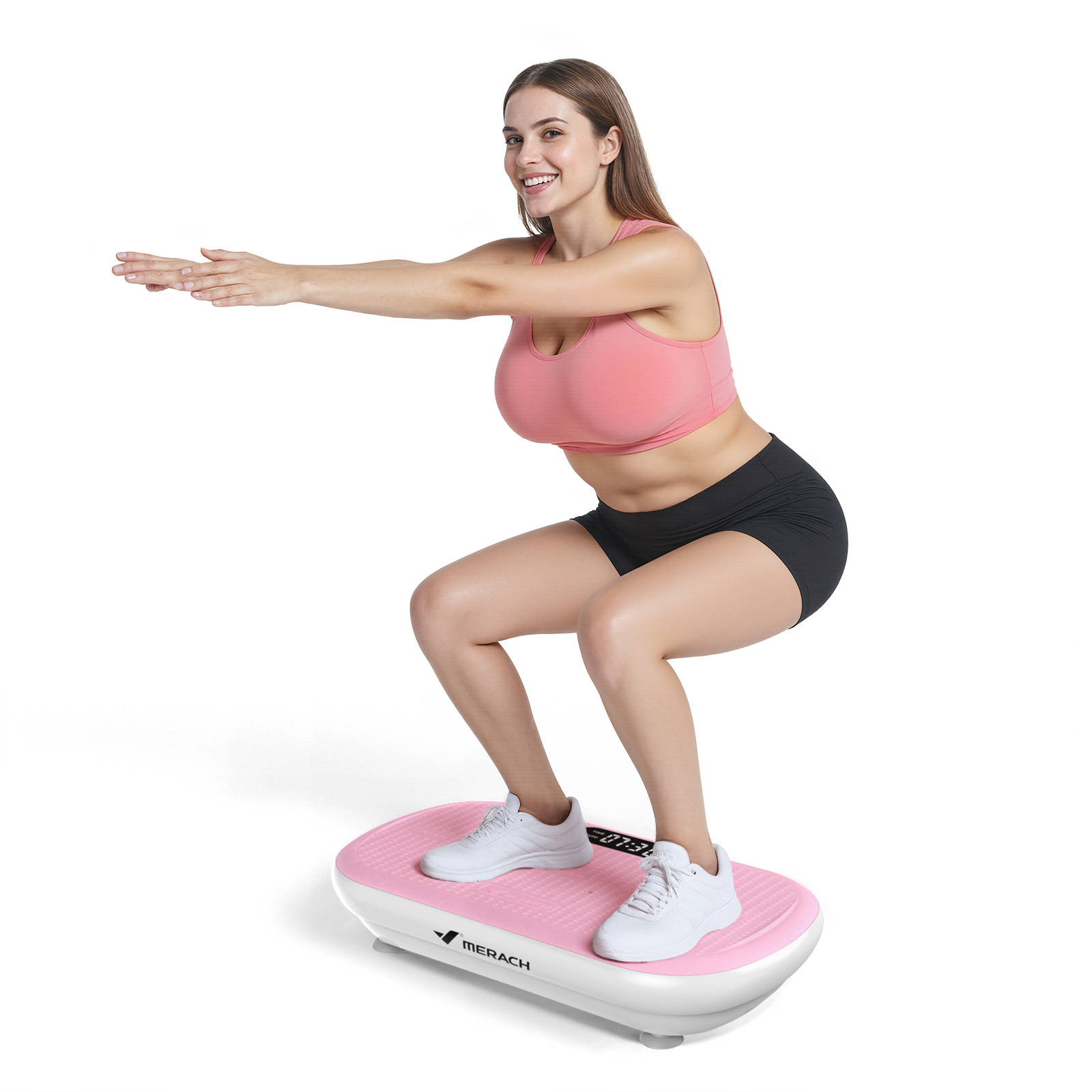 MERACH Vibration Plate Pro - 440 lbs Support, Enhanced Width & Motor, Bluetooth Sync, Silicone Pedals, Intense Fat Burning, Auto Start/Stop, Home Gym Equipment
