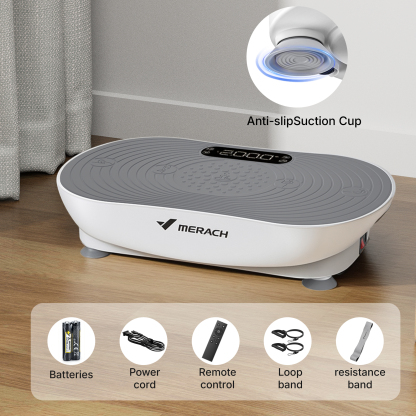 MERACH Vibration Plate Exercise Machine with LED Touch Screen, 99 Speed Levels, Bluetooth & Resistance Bands, Full Body Workout Platform for Home Fitness Training