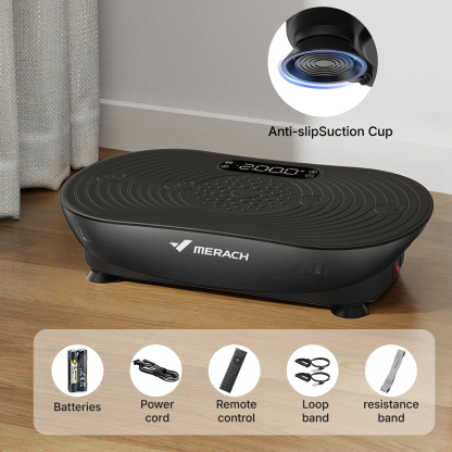 MERACH Vibration Plate Exercise Machine with LED Touch Screen, 99 Speed Levels, Bluetooth & Resistance Bands, Full Body Workout Platform for Home Fitness Training
