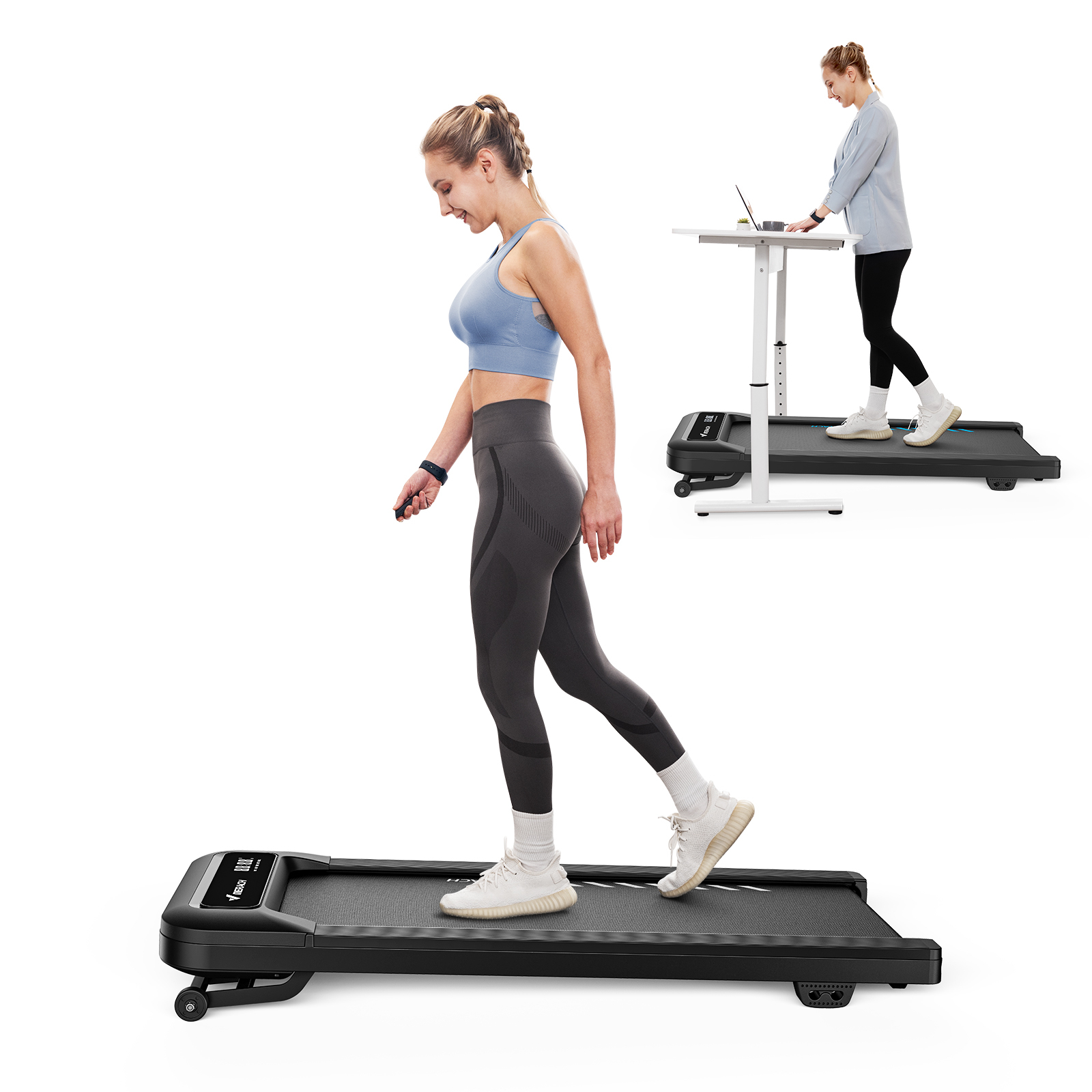MERACH Walking Pad Treadmill with 9% Auto Incline, 2.5HP Quiet Motor, Portable Under Desk Treadmill for Home & Office, APP Integration & Magnetic Remote Control