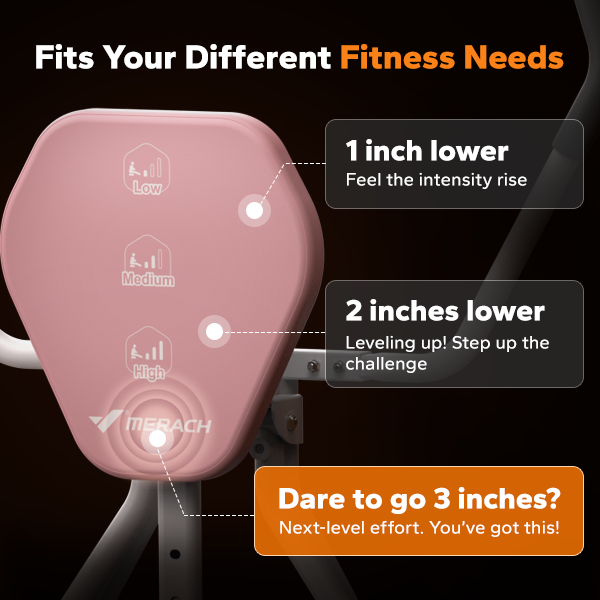 MERACH Ab Machine Foldable Core Trainer with Adjustable Resistance, Sit-Up Equipment for Home Gym, White and Pink