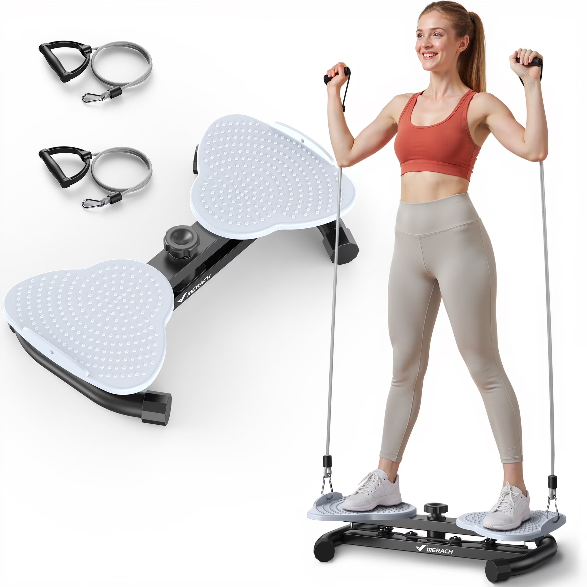 MERACH Slim Waist Twister - 300 lbs Silent Ab Toner Machine for Women, Core Workout Board, Home Gym Equipment for Hourglass Figure & Love Handle Reduction