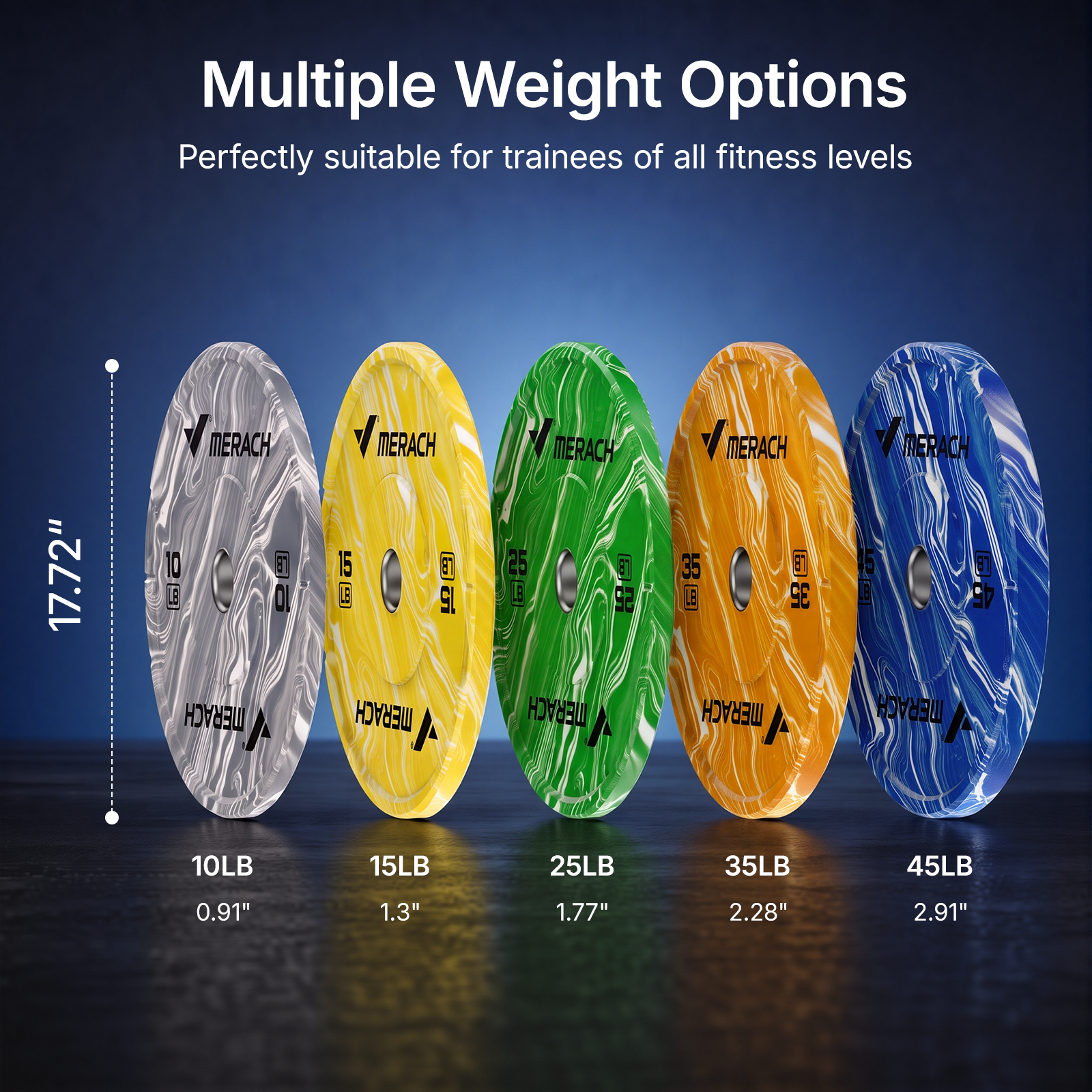 MERACH 20lbs Rubber Coated Olympic Weight Plates, 2-Inch Barbell Plates for Home Gym, Pair, Gray