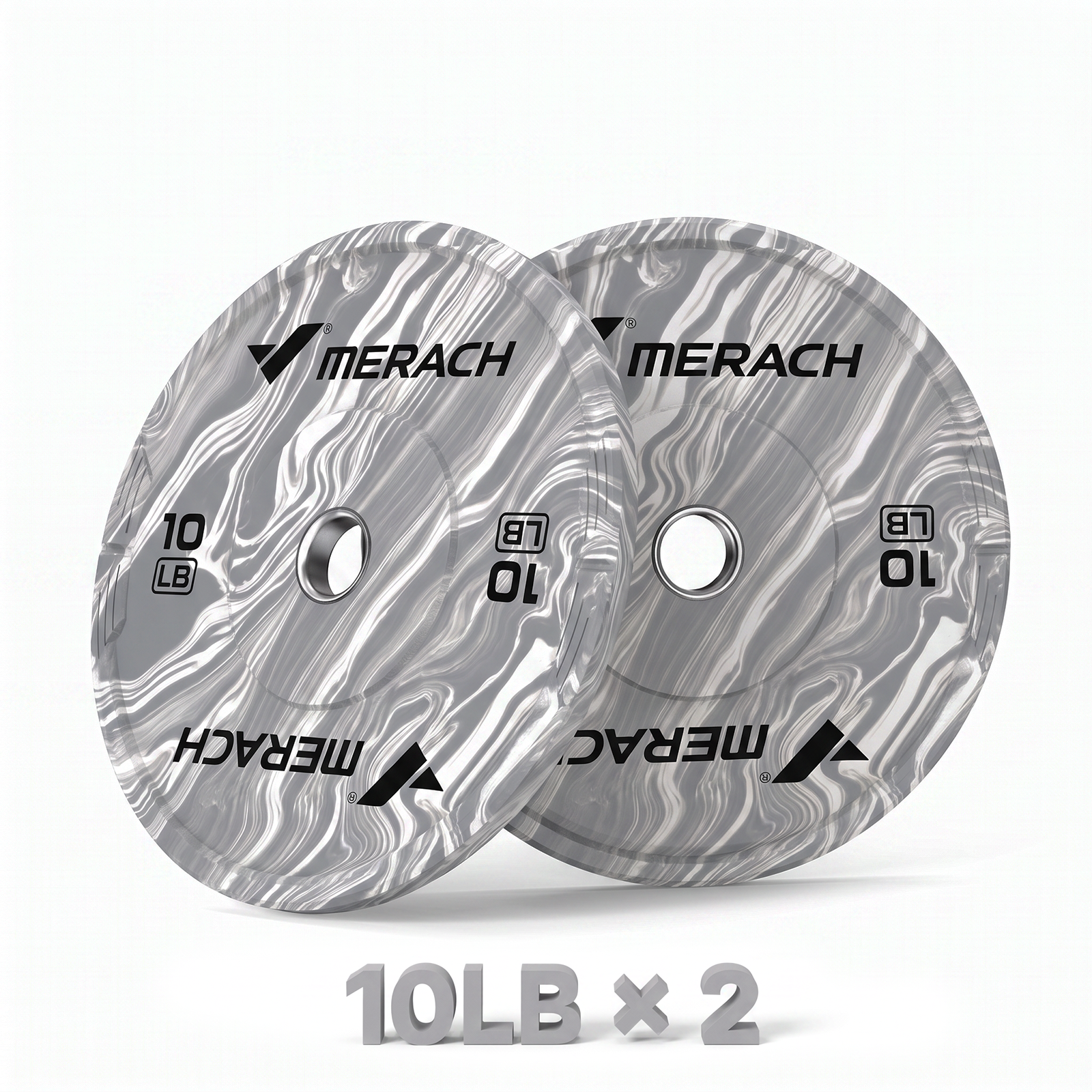 MERACH 20lbs Rubber Coated Olympic Weight Plates, 2-Inch Barbell Plates for Home Gym, Pair, Gray