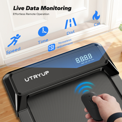 2.5 HP Walking Pad, Under Desk Exercise Treadmill with APP, Remote Control, LED Display, 1.0-4.0 MPH, Black