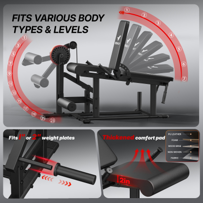 MERACH Leg Extension Machine, Adjustable Leg Curl Machine for Home Gym, 7 adjustable backrest angles, Hold up to 700lbs