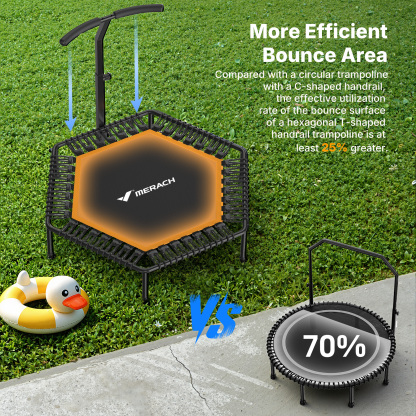 MERACH 50" Mini Trampoline, 450 lbs, Quiet Bungee Exercise Rebounder Trampoline for Adults & Kids