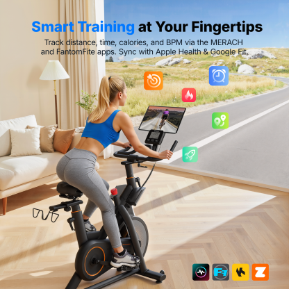 MERACH Exercise Bike for Home, 40LB Flywheel Magnetic Resistance Stationary Bike with Silent Belt Drive, Smart APP Bluetooth Connectivity, Indoor Cycling Bike for Full-Body Workout
