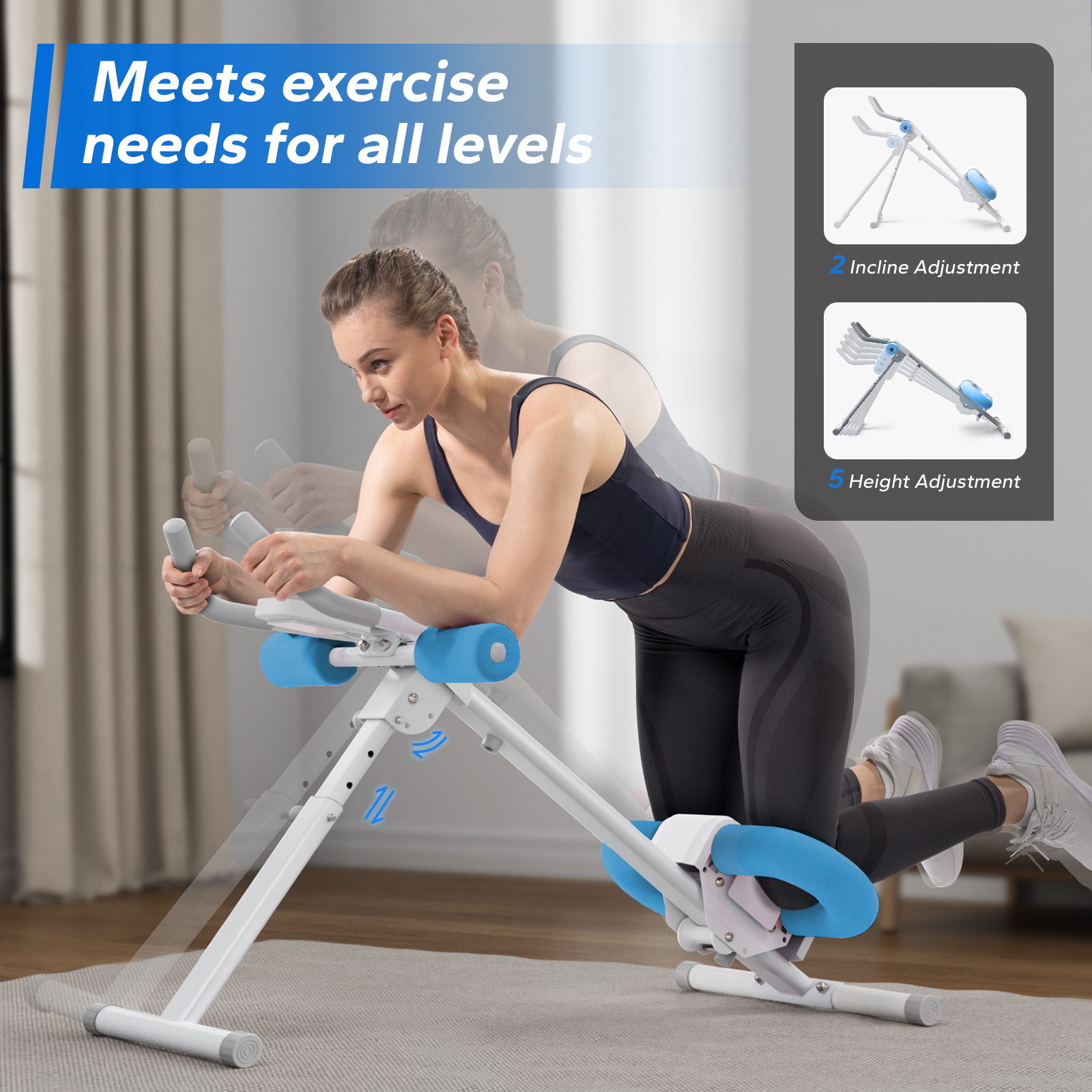 MERACH Ab Machine for Exercise, Adjustable Abdominal Workout machine for Home Gym, Foldable, Knee Protection