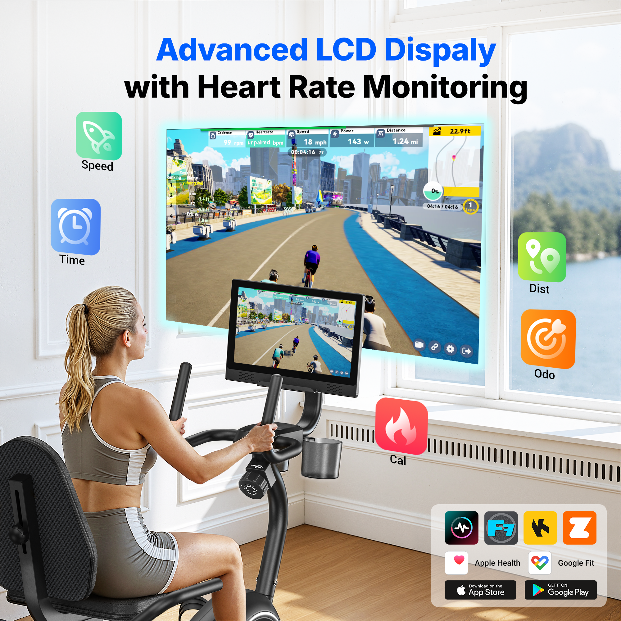 MERACH Recumbent Exercise Bike with Screen, Magnetic Resistance, Bluetooth APP, Adjustable Seat & Backrest, 350 LBS Capacity, Indoor Stationary Bike for Seniors & Home Cardio