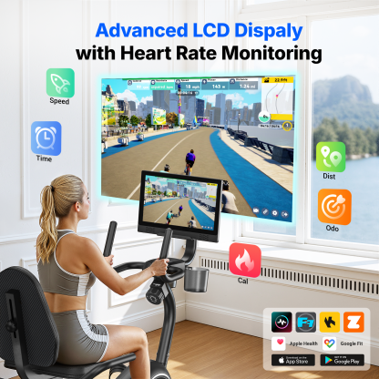 MERACH Recumbent Exercise Bike with Screen, Magnetic Resistance, Bluetooth APP, Adjustable Seat & Backrest, 350 LBS Capacity, Indoor Stationary Bike for Seniors & Home Cardio