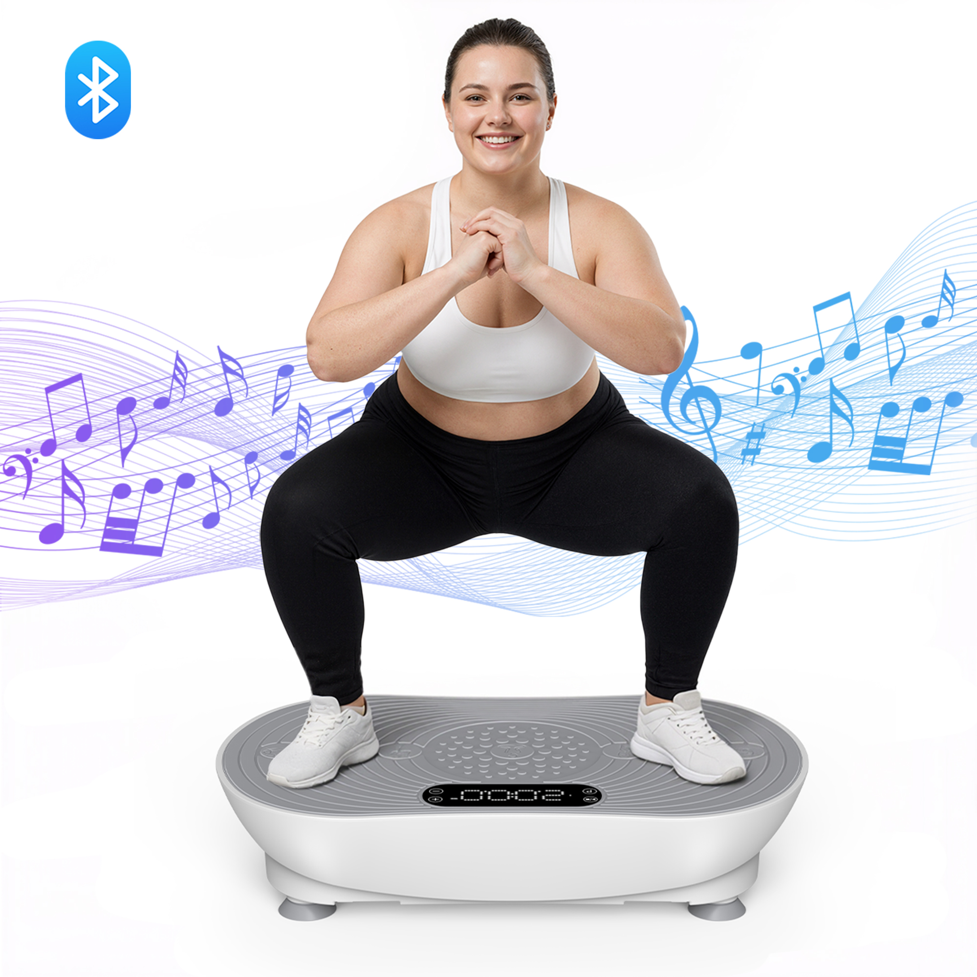 MERACH Vibration Plate Exercise Machine with LED Touch Screen, 99 Speed Levels, Bluetooth & Resistance Bands, Full Body Workout Platform for Home Fitness Training