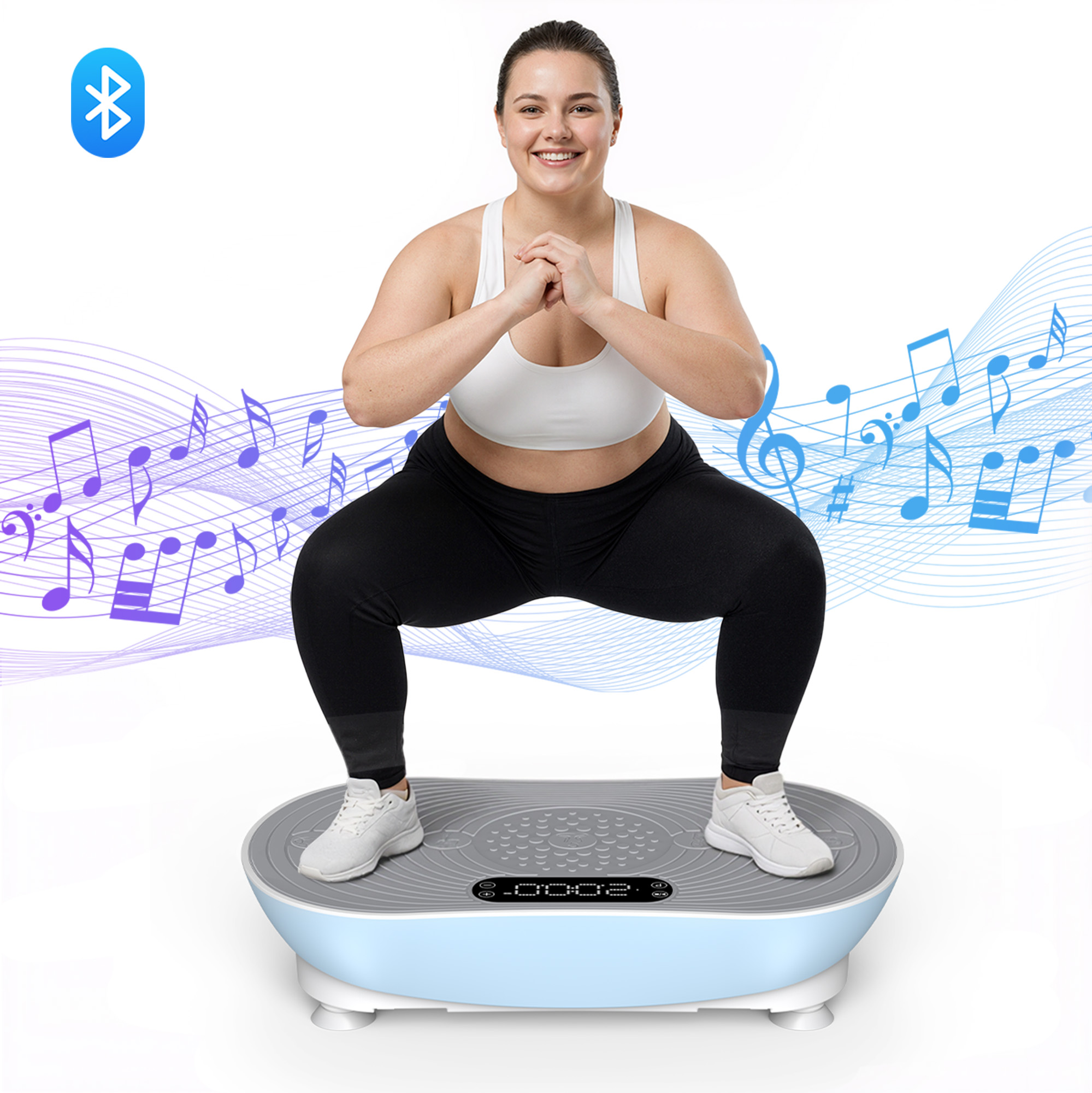 MERACH Vibration Plate Exercise Machine with LED Touch Screen, 99 Speed Levels, Bluetooth & Resistance Bands, Full Body Workout Platform for Home Fitness Training