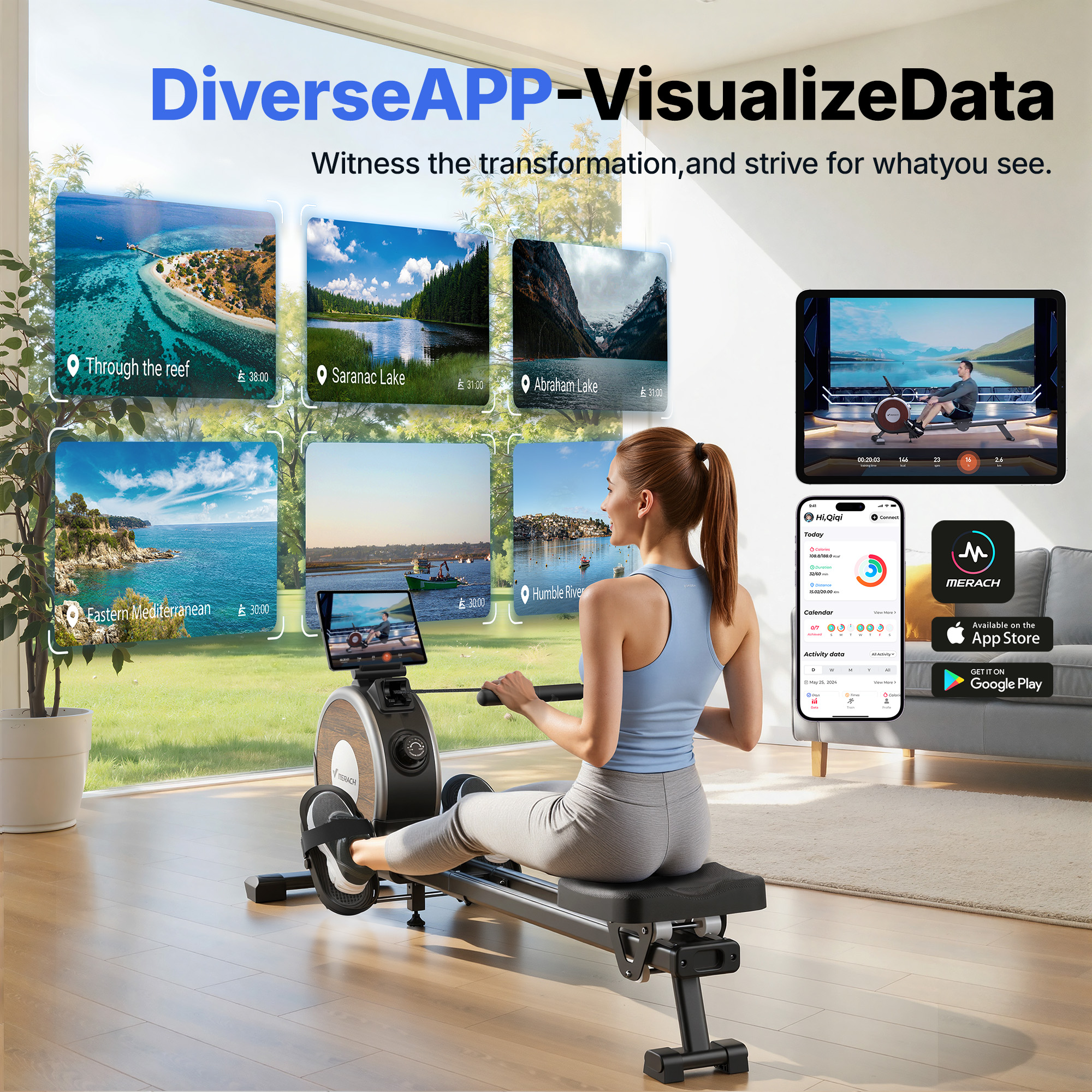 Q1S Manual Resistance Rower-Black