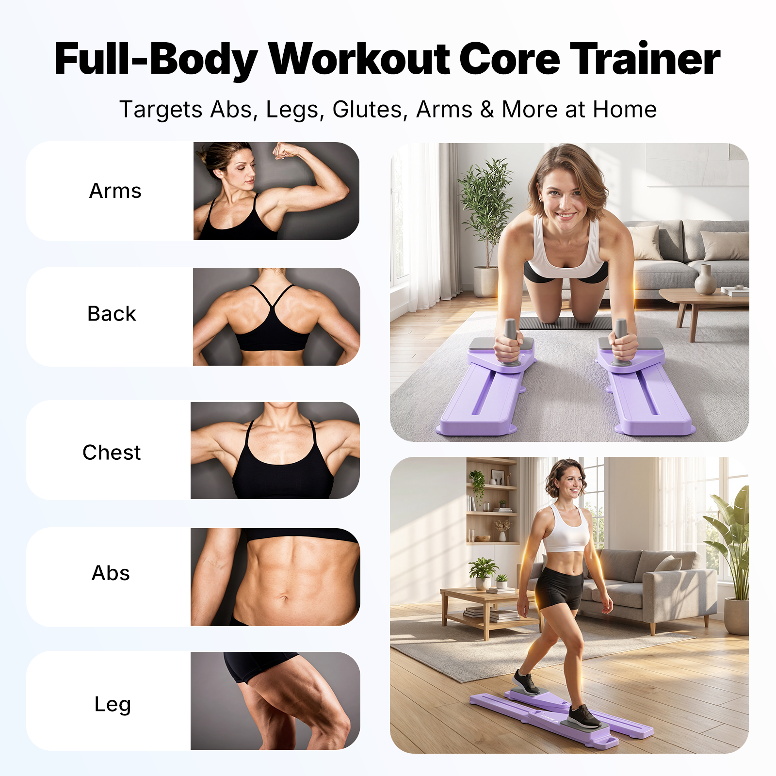 MERACH Pilates Board with Timer, Multi-Purpose Foldable Pilates Reformer Board for Home Workout, Pilates Reformer Set with Resistance Bands for Fitness(Purple)