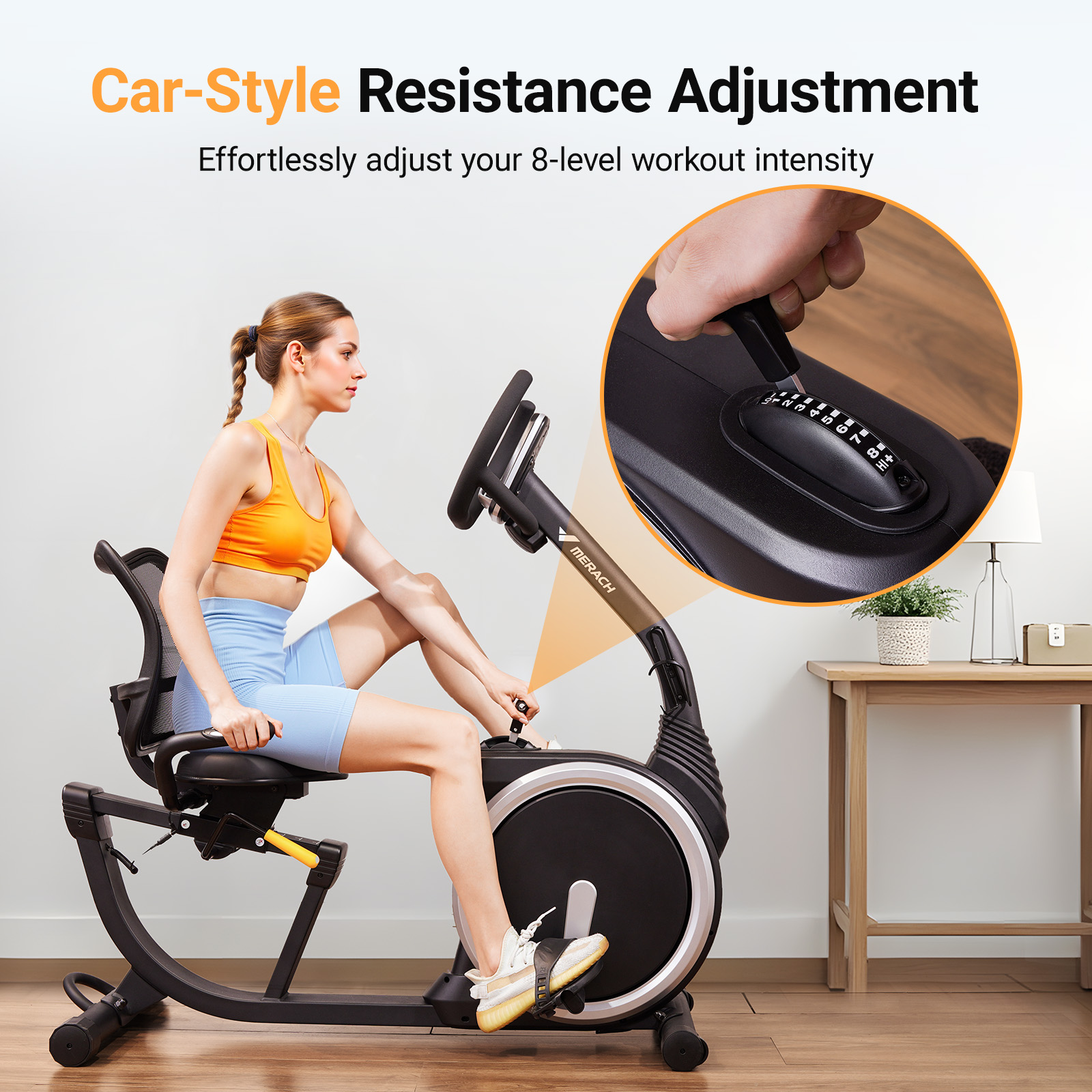 MERACH Exercise Bike, Recumbent Bike for Home Seniors Adults with Smart Bluetooth and Exclusive App, LCD, Heart Rate Handle