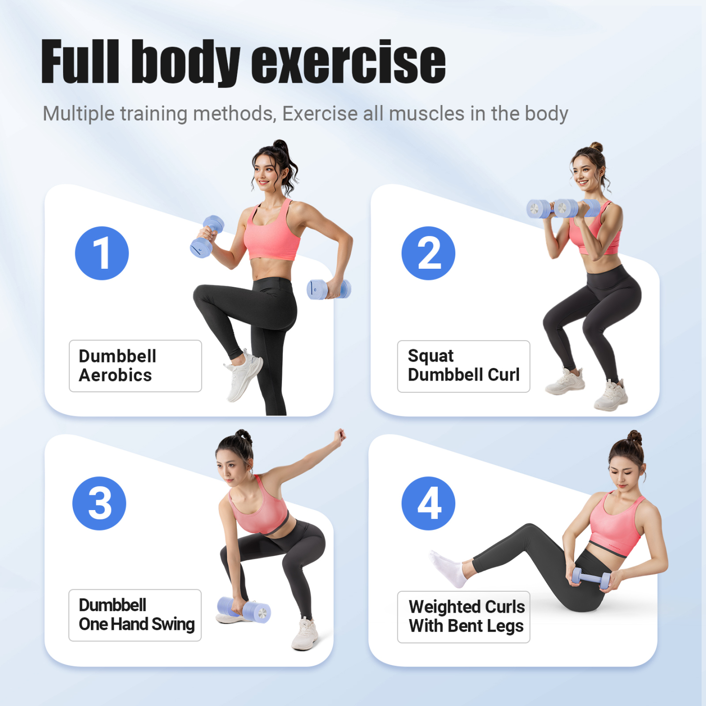 MERACH 8.8 lbs Adjustable Dumbbells Set of 2, 4-in-1 Free Weights for Women, Hand Weights for Home Gym, Blue