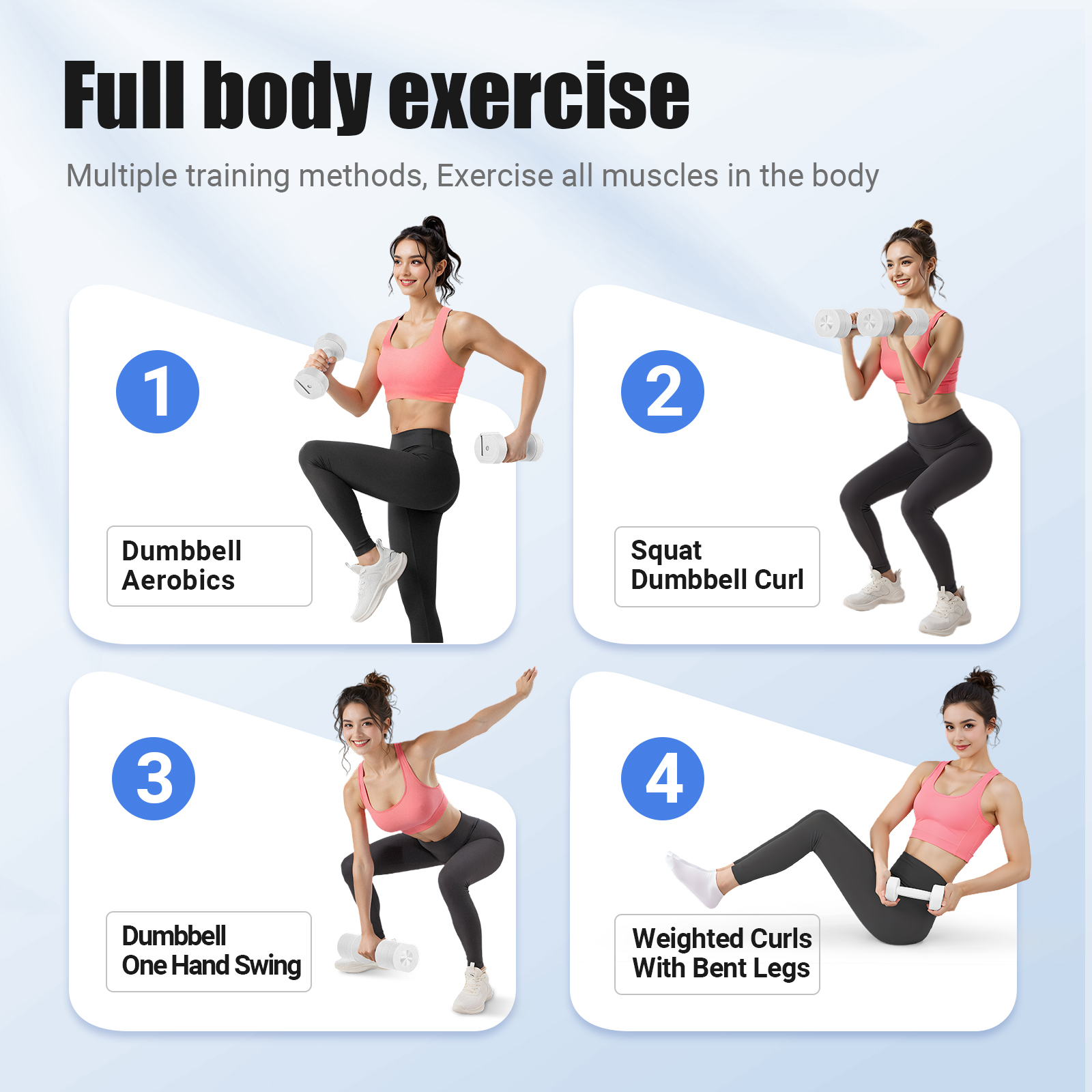 MERACH 8.8 lbs Adjustable Dumbbells Set of 2, 4-in-1 Free Weights for Women, Hand Weights for Home Gym, White