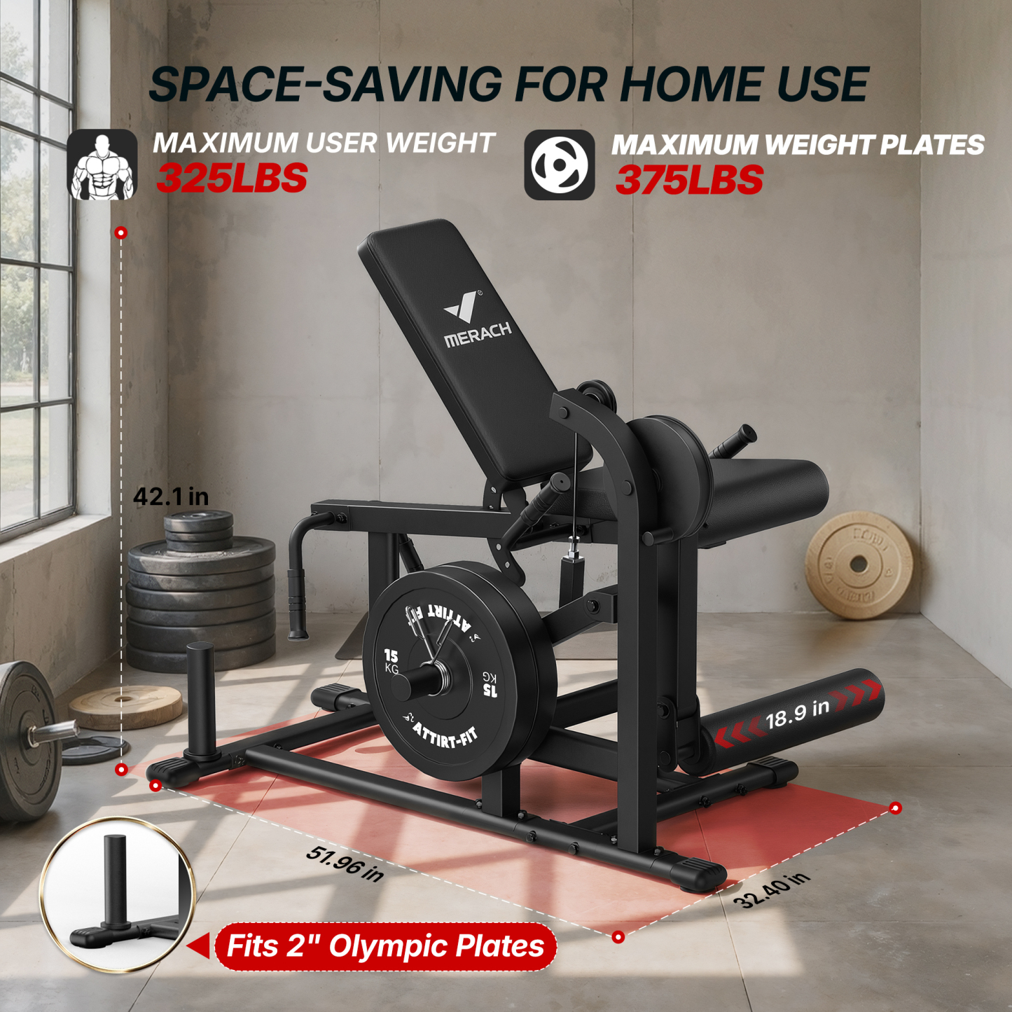 MERACH Leg Extension Machine, Adjustable Leg Curl Machine for Home Gym, 7 adjustable backrest angles, Hold up to 700lbs