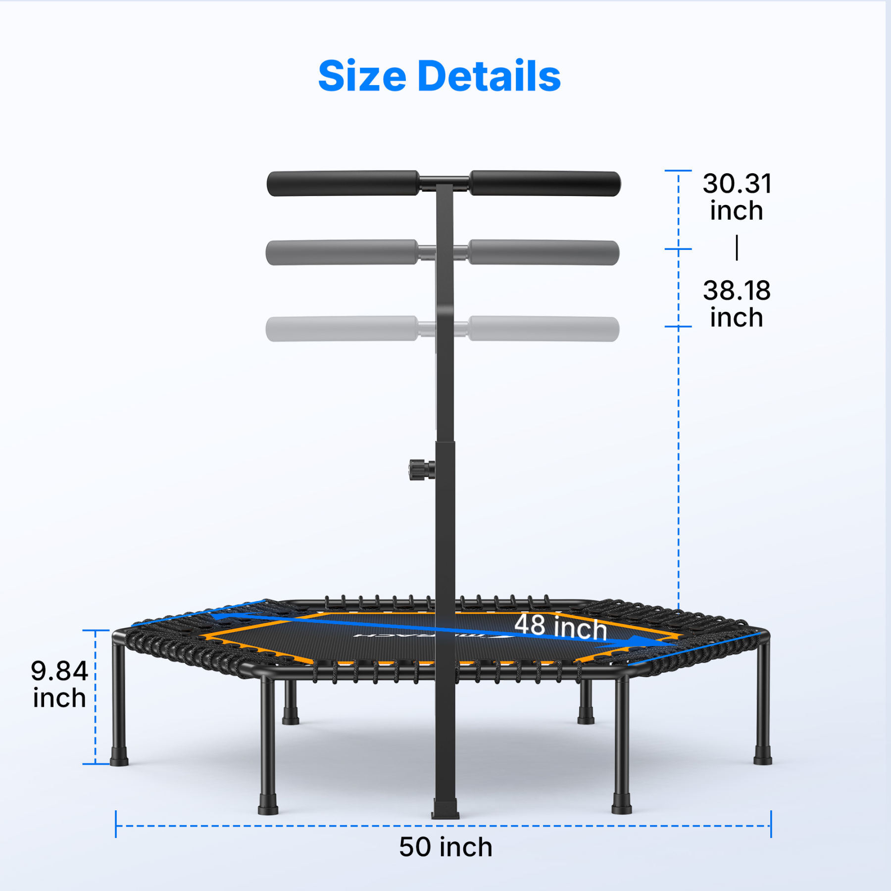 MERACH 50" Mini Trampoline, 450 lbs, Quiet Bungee Exercise Rebounder Trampoline for Adults & Kids