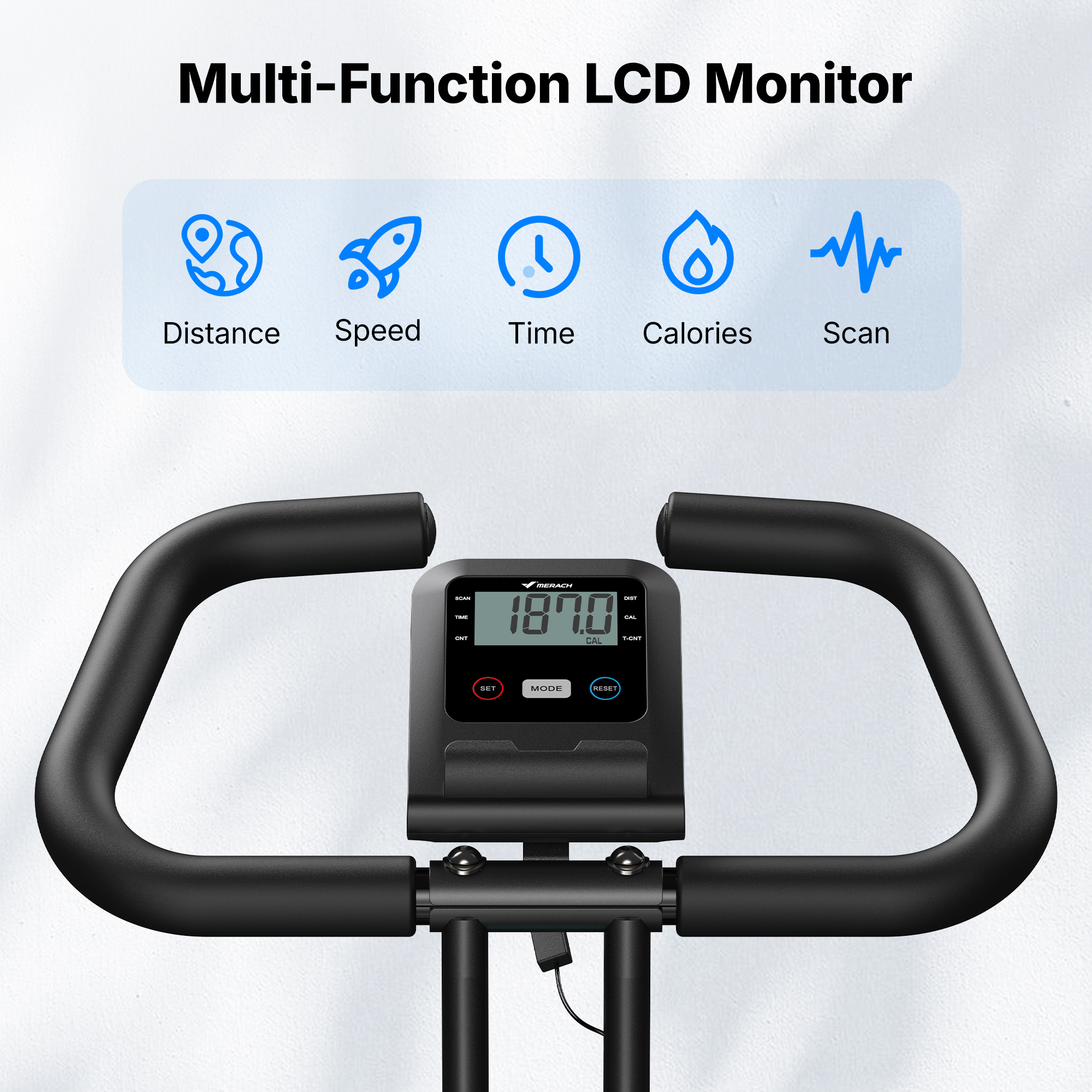 MERACH Folding Exercise Bike, Exercise Bike with LCD Display, Magnetic Fitness Bike for Home with Comfortable Seat, Space Saving, Cardio Training, Maximum Capacity 300 lbs