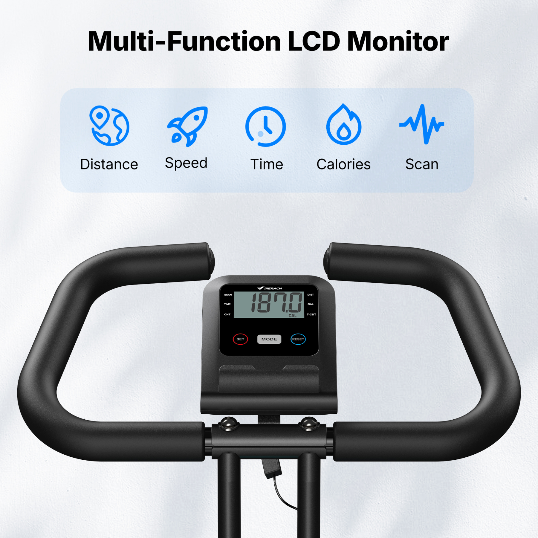 MERACH Folding Exercise Bike, Exercise Bike with LCD Display, Magnetic Fitness Bike for Home with Comfortable Seat, Space Saving, Cardio Training, Maximum Capacity 300 lbs