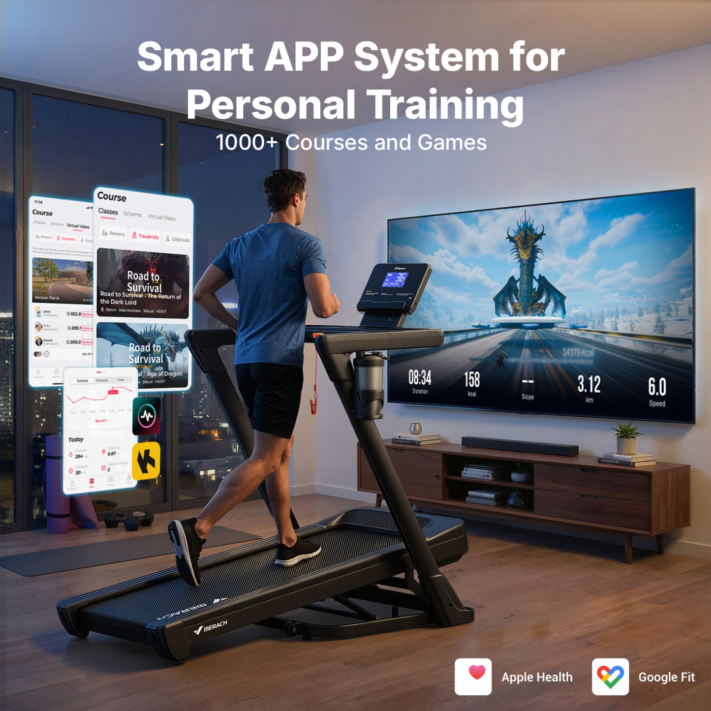 MERACH Folding Treadmill with 18% Auto Incline, 3.5HP Treadmill with Wide Belt, 350lbs Capacity, App Control