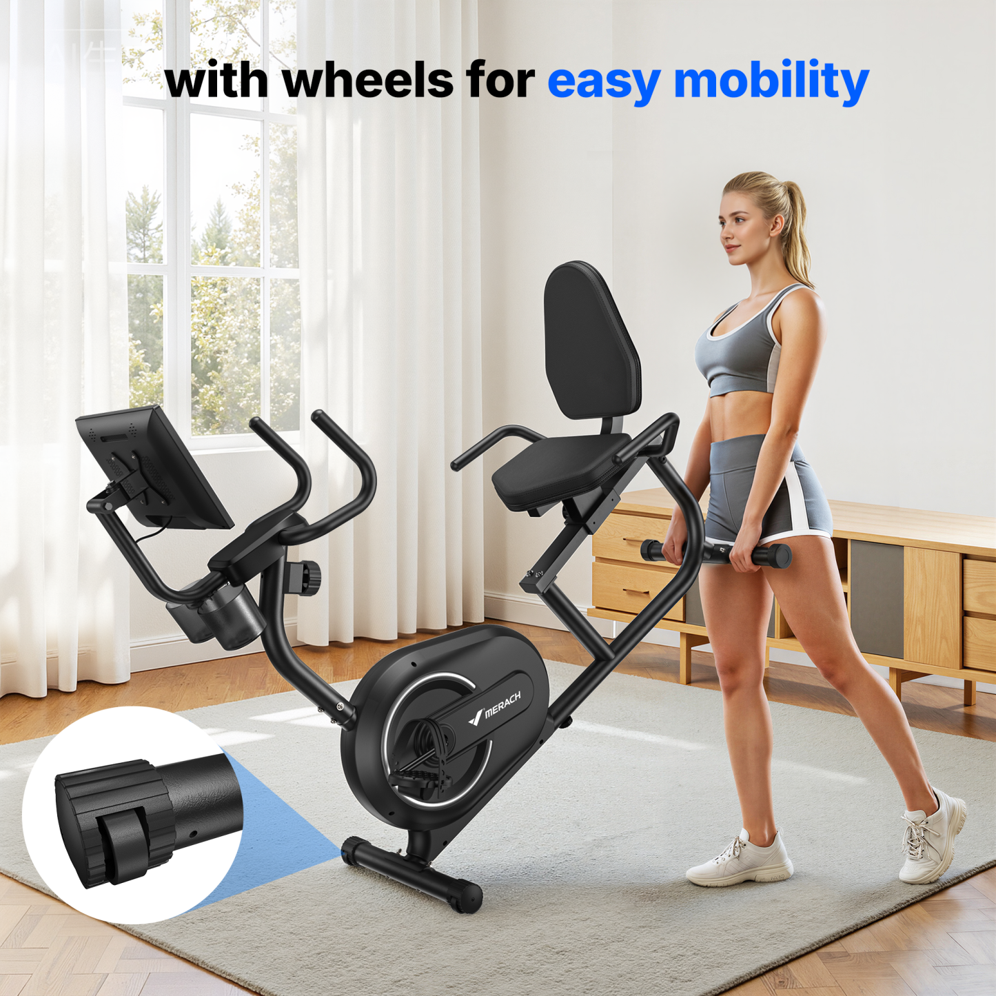 MERACH Recumbent Exercise Bike with Screen, Magnetic Resistance, Bluetooth APP, Adjustable Seat & Backrest, 350 LBS Capacity, Indoor Stationary Bike for Seniors & Home Cardio