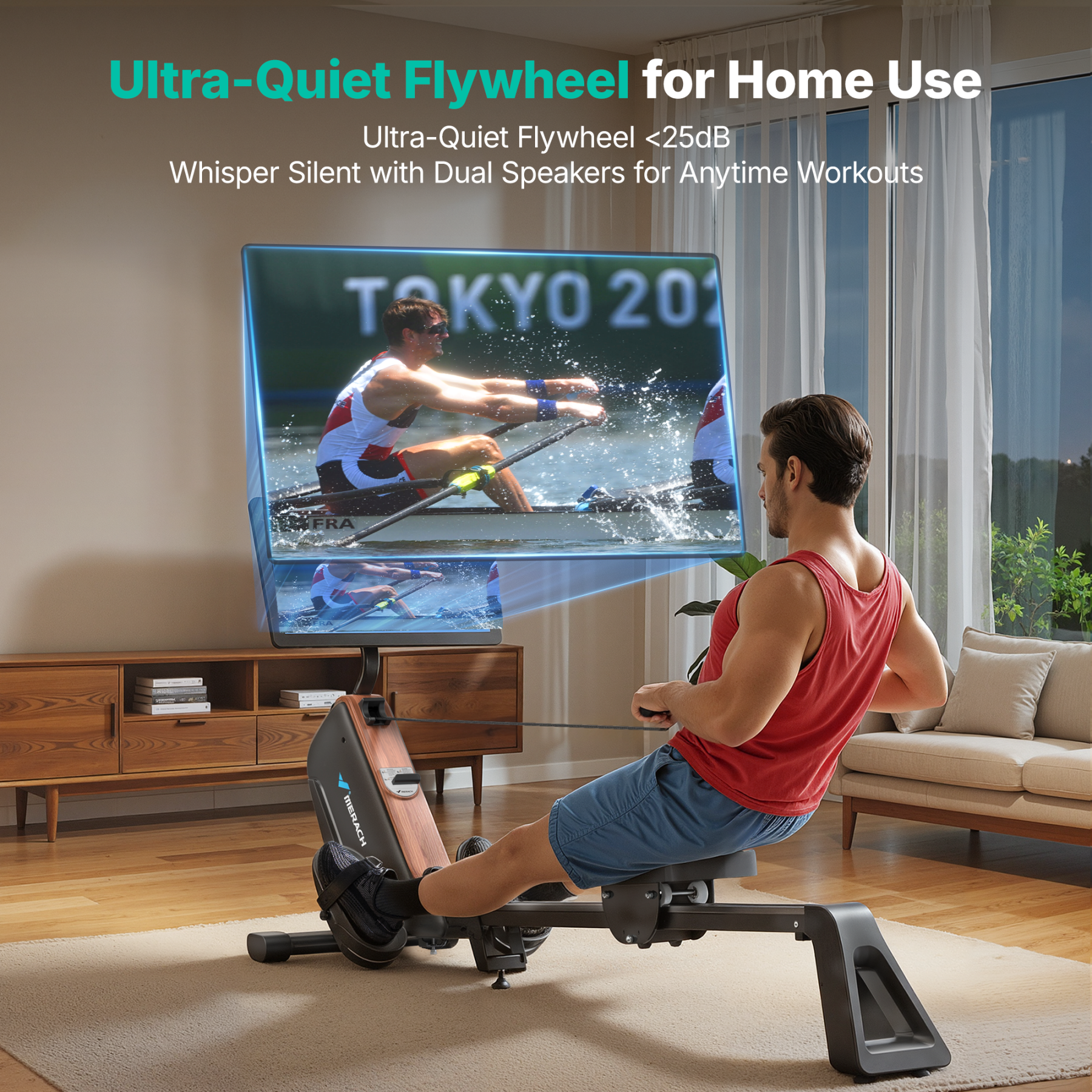 MERACH Magnetic Rowing Machines for Home, Quiet Row Machine with 51.2" Extended Rail, 16-Level Powerful Magnetic Rower and 350 LBS Weight Capacity