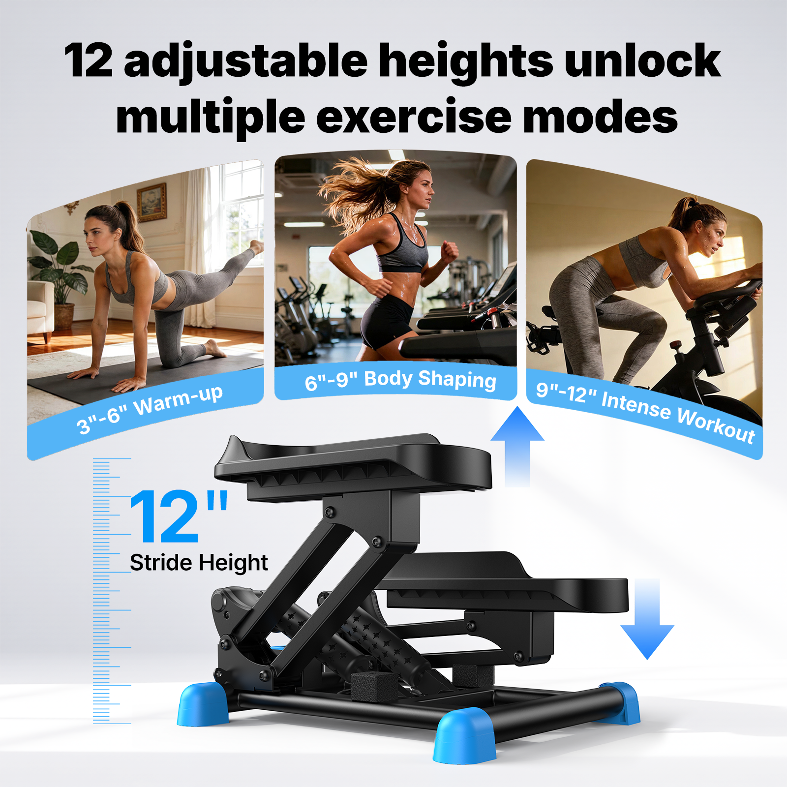 MERACH 3-in-1 Mini Stepper, 330 lb Weight Capacity, Stair Step Workout Machine with Resistance Bands, Health & Fitness Power Stepper for Home Workouts