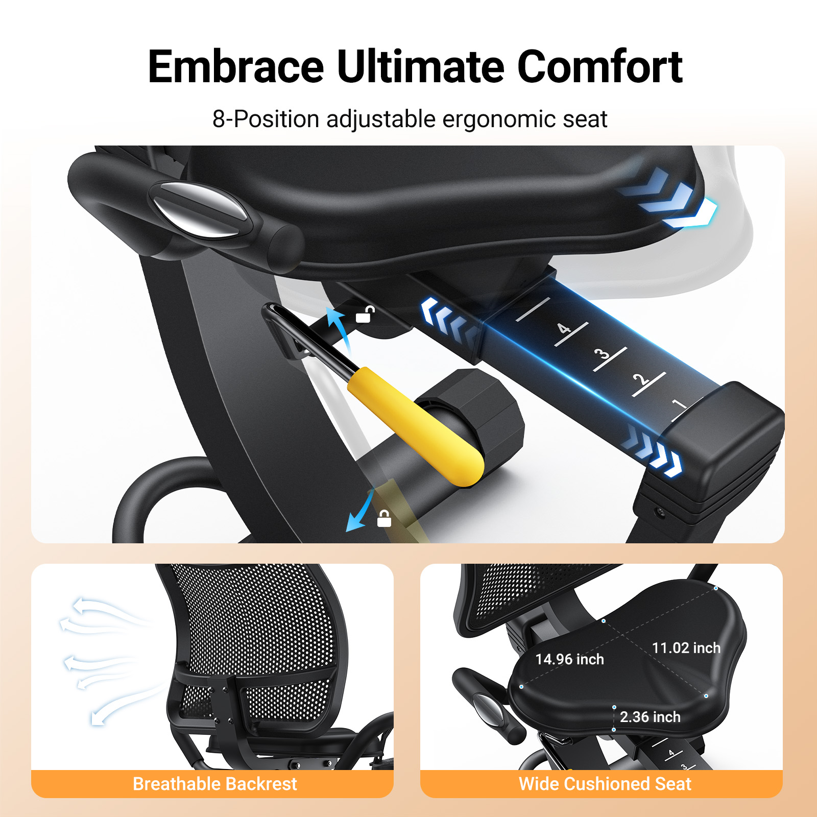 MERACH Exercise Bike, Recumbent Bike for Home Seniors Adults with Smart Bluetooth and Exclusive App, LCD, Heart Rate Handle