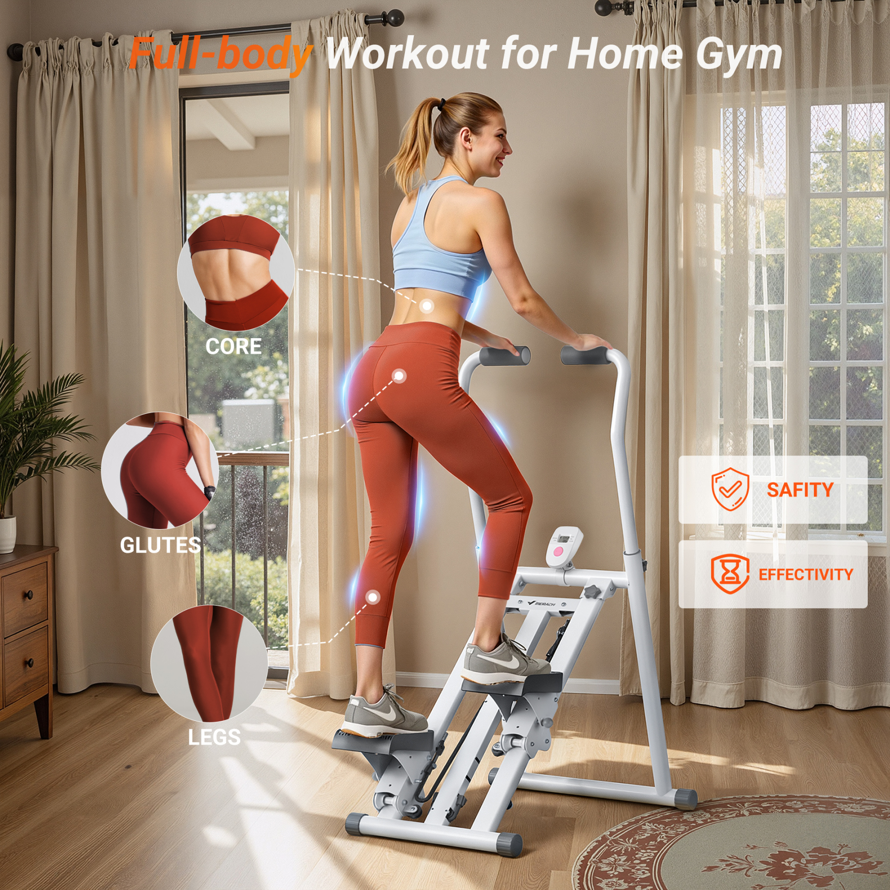 MERACH Stair Stepper Exercise Machine, 3 Levels Resistance Adjustable Climber, Compact Foldable Full-Body Workout Stepper Home Cardio Exercise Equipment