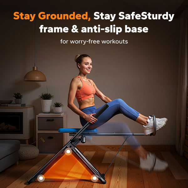 MERACH Ab Machine Foldable Core Trainer with Adjustable Resistance, Sit-Up Equipment for Home Gym, Black and Blue
