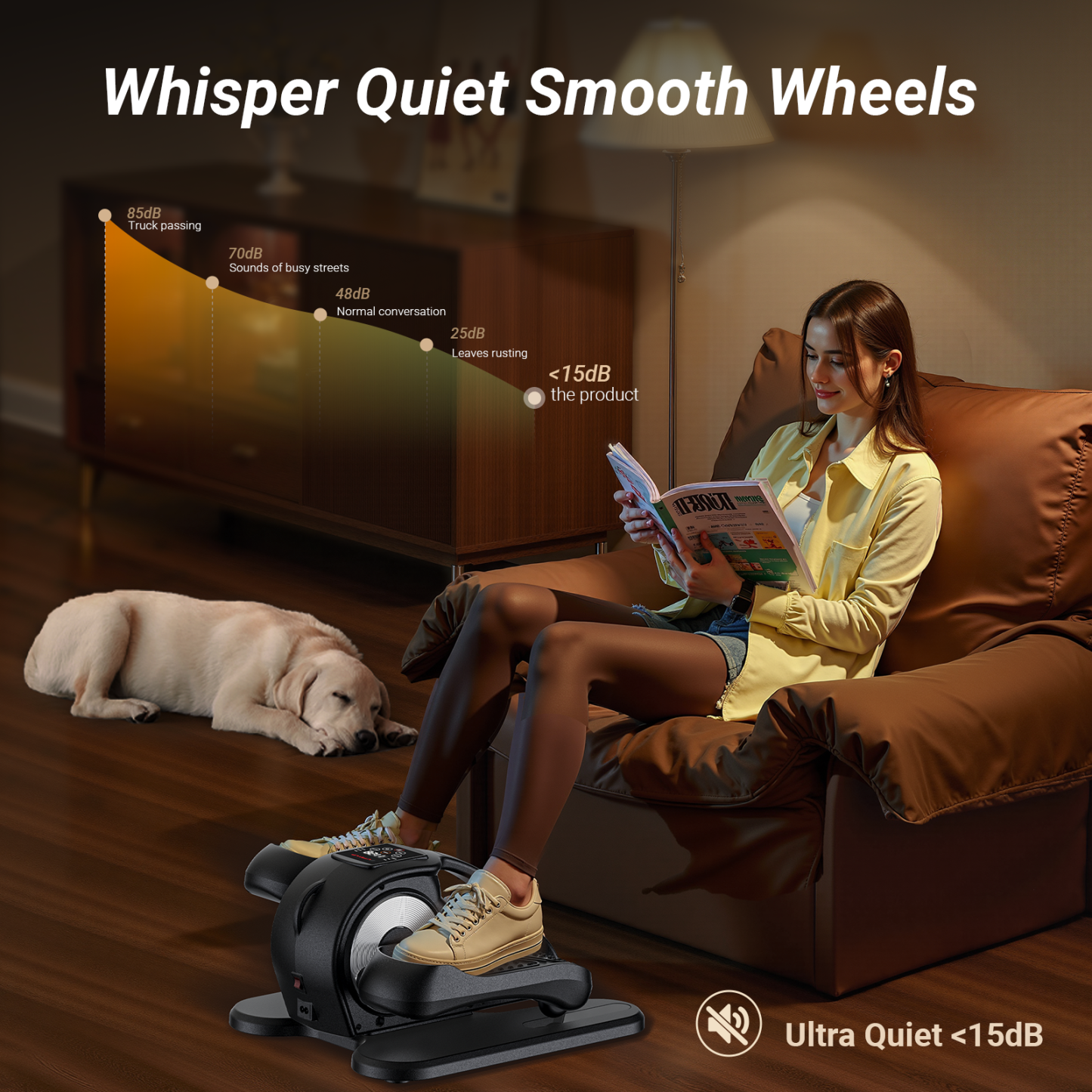 UTRYUP Under Desk Elliptical Machine for Seniors, Ellipse Leg Exerciser with Remote Control, 12-Speed Adjustable for Home Office Use