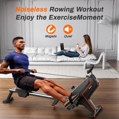 MERACH Foldable Magnetic Rowing Machine 16 Levels Resistance Quiet Rower with Bluetooth for Home Use
