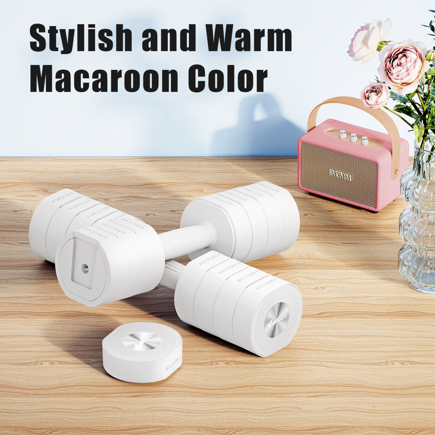 MERACH 8.8 lbs Adjustable Dumbbells Set of 2, 4-in-1 Free Weights for Women, Hand Weights for Home Gym, White