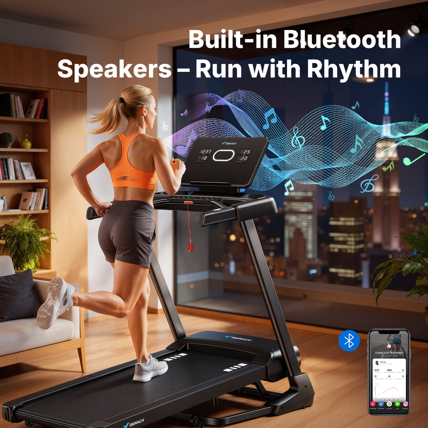 MERACH 3.5HP Treadmill with 15% Auto Incline, Folding Treadmill for Home with Bluetooth Speaker, APP, 350 lbs Capacity