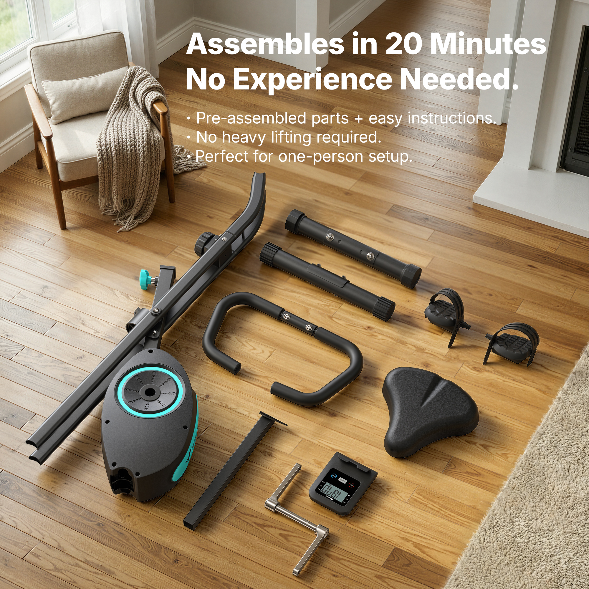 MERACH Folding Exercise Bike, Exercise Bike with LCD Display, Magnetic Fitness Bike for Home with Comfortable Seat, Space Saving, Cardio Training, Maximum Capacity 300 lbs