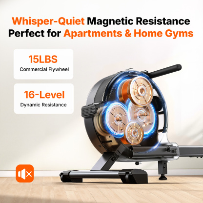 MERACH Rowing Machines with 15.6" Screen, Magnetic Rower for Home with 16 Resistance Levels, Quiet Dual Slide Rail, 350lbs Capacity, App Compatible