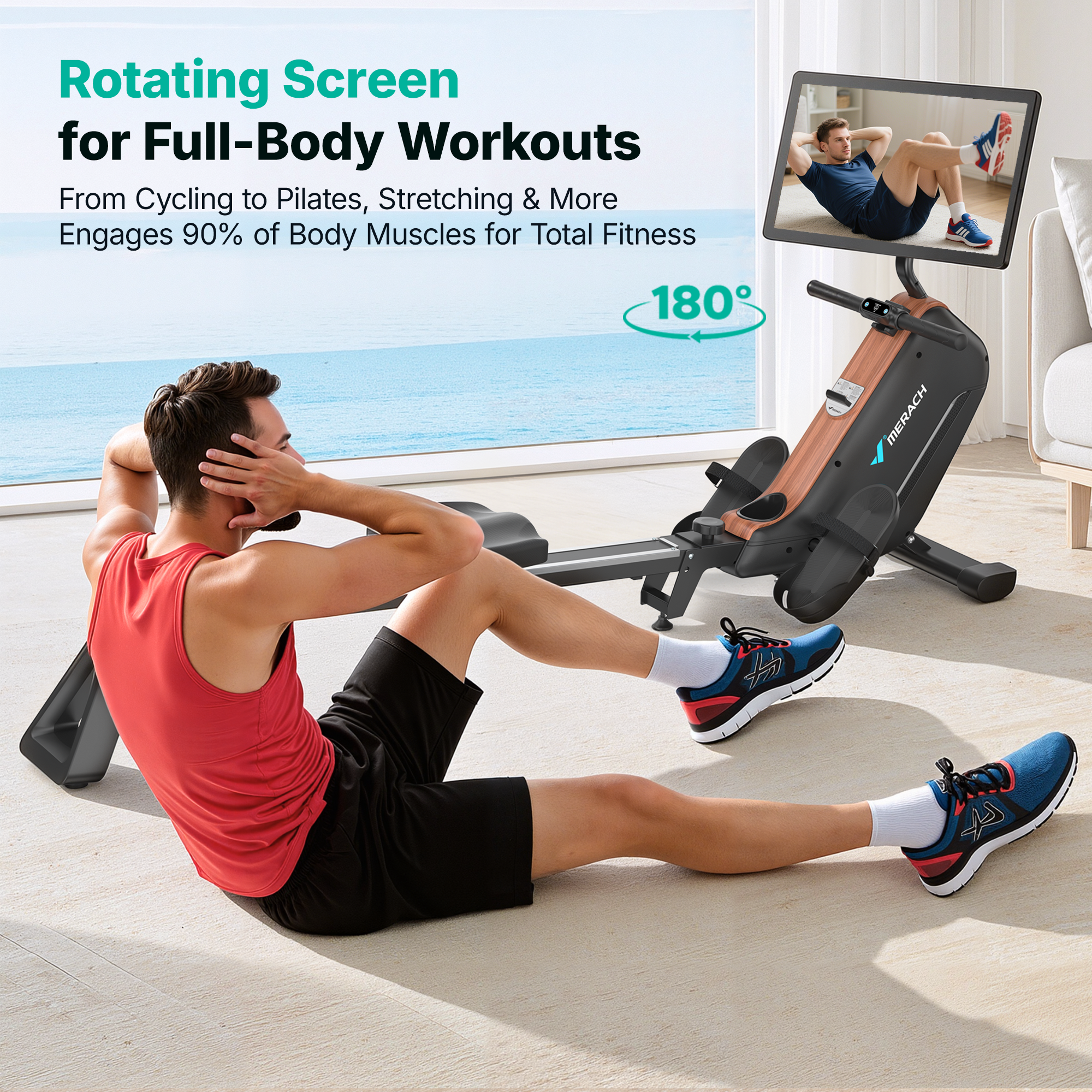 MERACH Magnetic Rowing Machines for Home, Quiet Row Machine with 51.2" Extended Rail, 16-Level Powerful Magnetic Rower and 350 LBS Weight Capacity