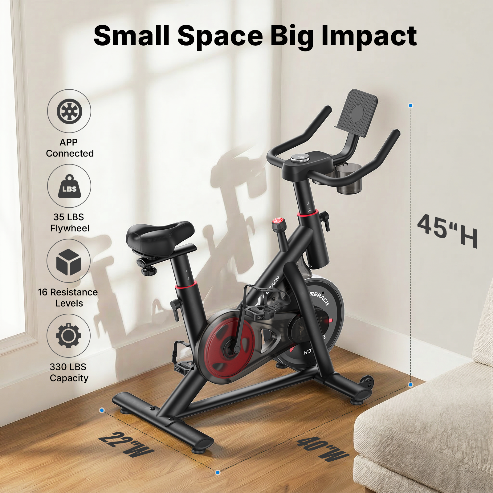 MERACH S26 Cardio Workout Exercise Bike with Comfortable Seat
