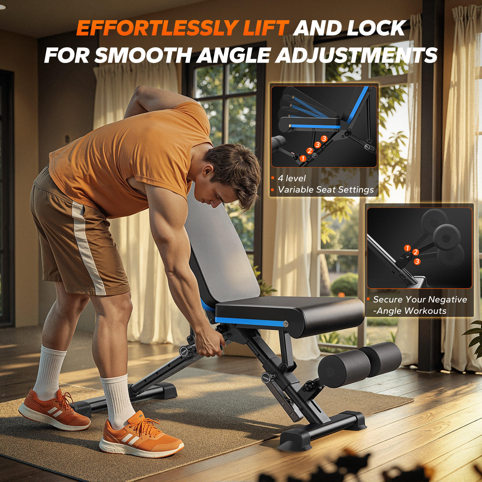 MERACH Adjustable Weight Bench with Extended Headrest, Hold up to 990 lbs, Foldable Exercise Bench for Home Gym Fitness Strength Training