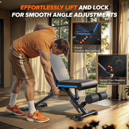 MERACH Adjustable Weight Bench with Extended Headrest, Hold up to 990 lbs, Foldable Exercise Bench for Home Gym Fitness Strength Training