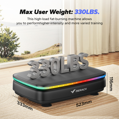 MERACH Vibration Plate Exercise Machine with Light, Bluetooth, Whole Body Workout Power Vibrate Fitness Platform Vibration Plate for Lymphatic Drainage,Motor Speed Control
